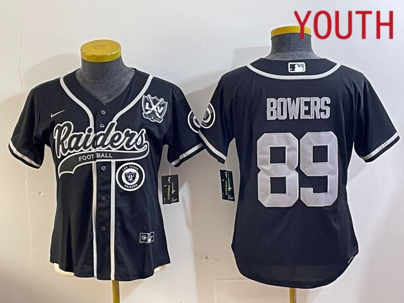 Youth Oakland Raiders #89 Bowers Black Joint Name 2024 Nike Limited NFL Jersey style 4->youth nfl jersey->Youth Jersey